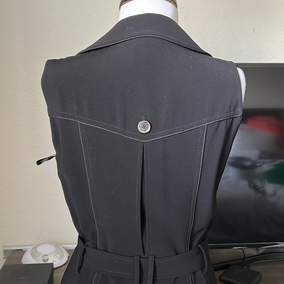 White House black market sleeveless black trench coat dress 6 - Picture 10 of 14